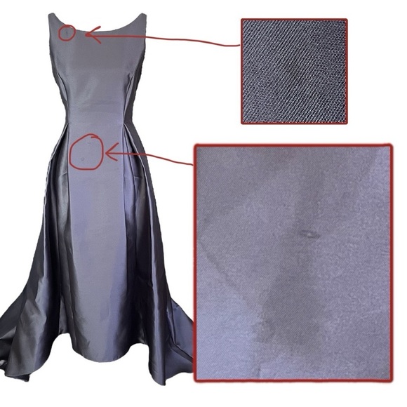 Adrianna Papell Pewter Grey Mikado Hi-Lo Gown sz 8 - Picture 8 of 14